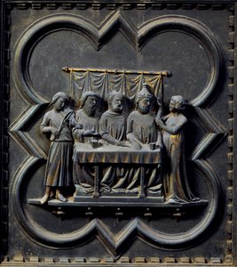 The Dance of Salome , femtende panel av South Doors of the Baptistery of San Giovanni, 1336 (bronse)